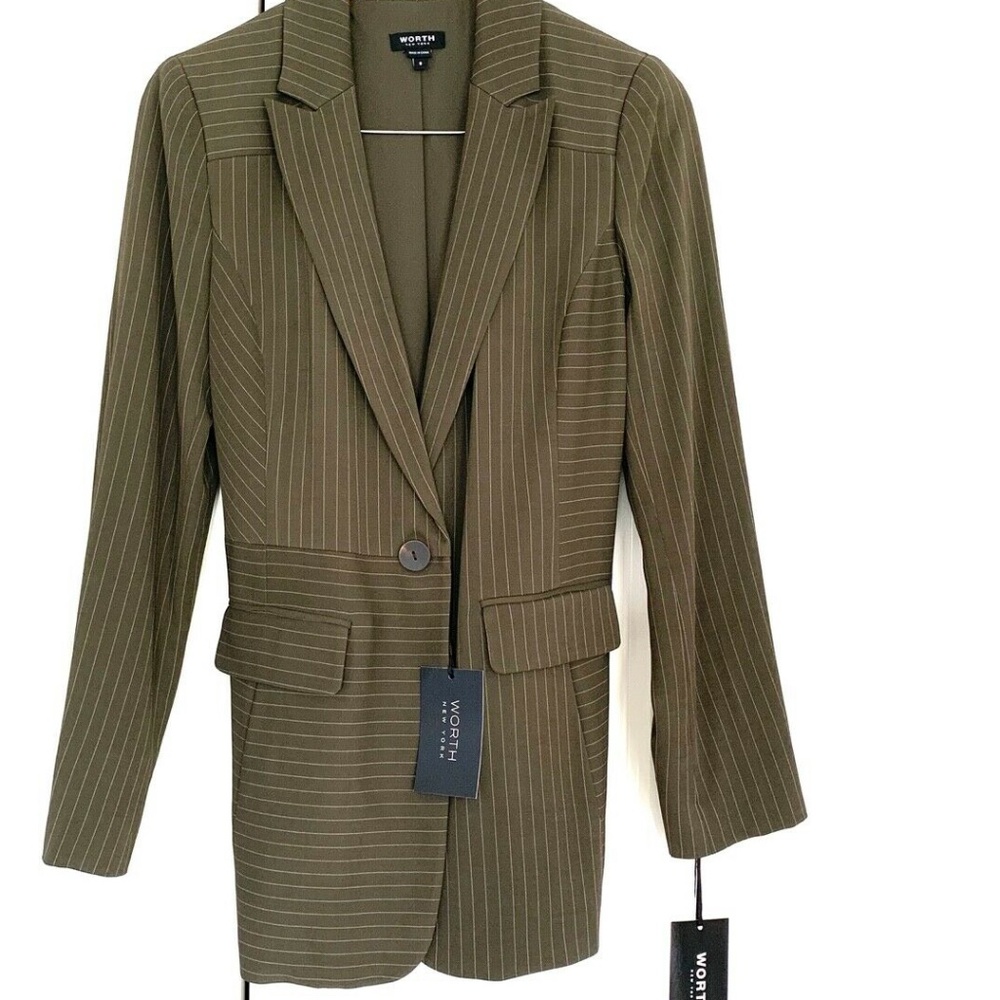 New Worth Blazer Olive Pinstripe Blazer